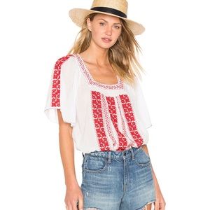 Joie Tahoma Top in Porcelain & Brick Red